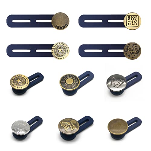 10-teiliges Hosenknopfverlängerungs-Set, elastischer Knopf-Verlängerer, verstellbarer Jeansknopf, abnehmbar, Metallknopf, kann für Jeans, Kleider, Hosen verwendet werden von ZWZNBL