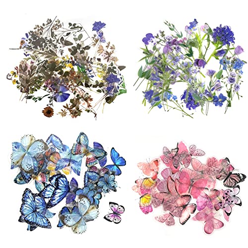 160 Stück Blumen Pflanzen Aufkleber und Schmetterling Aufkleber, Selbstklebende Klare Decal Wasserdichte Aufkleber, Floral Style Aufkleber für DIY Handwerk Scrapbooking Notizbücher von ZWZNBL