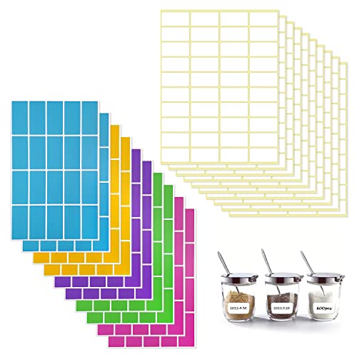 600 Aufkleber, 19 * 38 mm Universalaufkleber, 400 weiße Aufkleber, 200 Farbaufkleber, Möbeletiketten, Adressetiketten, Gefrierschranketiketten, können in Büro, Küche und Marmelade verwendet werden von ZWZNBL
