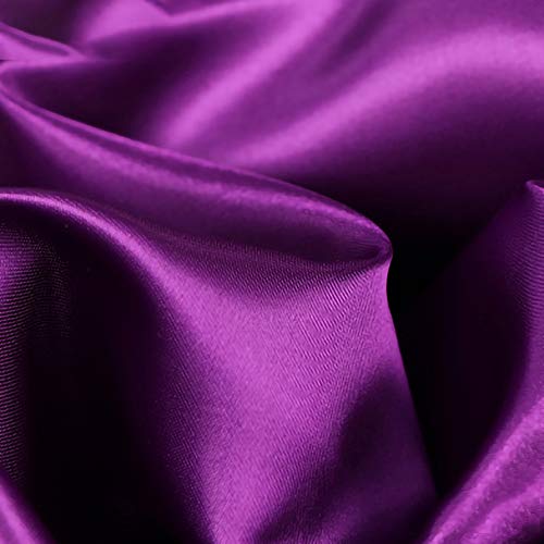 ZXC Satin Stoff Seidentaft Stoff Meterware 150 cm Breit Zum NäHen Von Kissen Tischdecken Und BettwäSche Abendmode Blusen Und Kleidern Brautmode 1m Meterware Verkauft(Color:Dunkelviolett) von ZXC