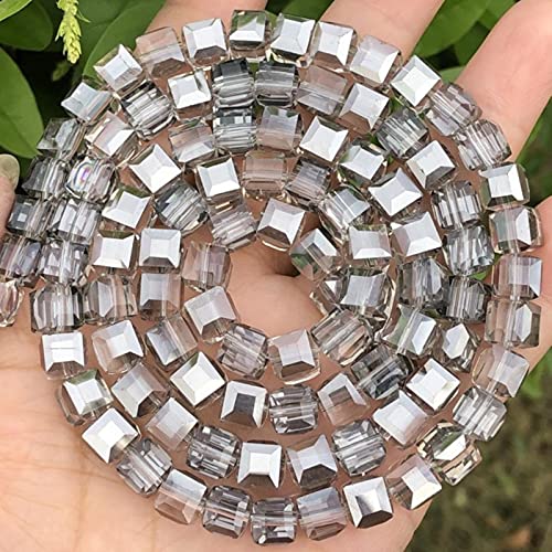 ZXCM Weiß Clear Cube Österreichische Kristallperlen Lose Quadrat Form Glasperlen für Schmuckherstellung DIY Armband 2/3/4/6 / 8mm von ZXCM