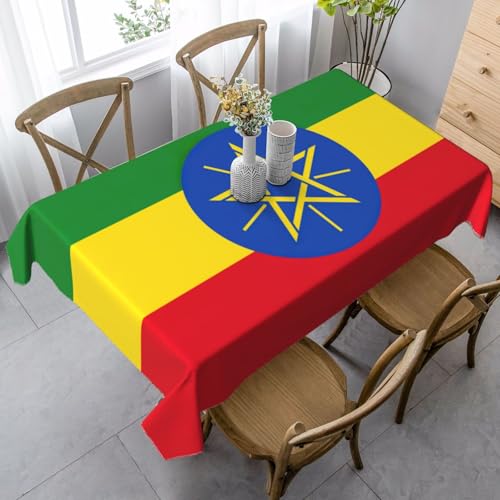 ZXERTG Rechteckige Tischdecke mit Äthiopien-Motiv, weiches Pfirsichleder, für Thanksgiving, Weihnachten und Party-Dekoration von ZXERTG