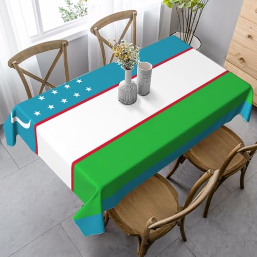 ZXERTG Rechteckige Tischdecke mit Flagge der Republik Usbekistan, weiches Pfirsichleder, für Thanksgiving, Weihnachten und Party-Dekoration von ZXERTG