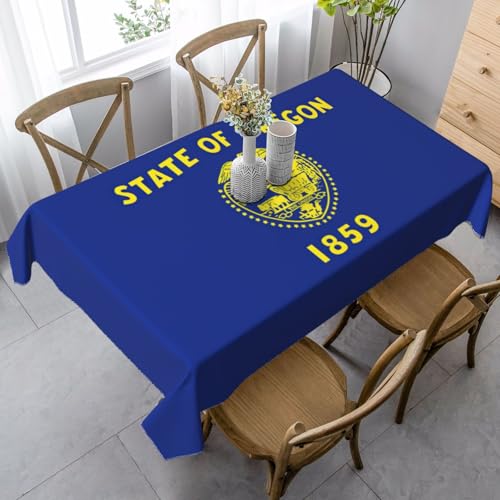 ZXERTG Rechteckige Tischdecke mit Oregon-Flaggen-Druck, weiches Pfirsichleder, für Thanksgiving, Weihnachten und Party-Dekoration von ZXERTG