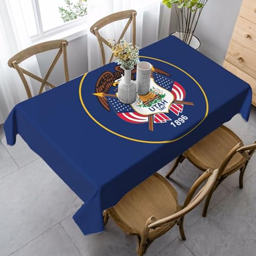 ZXERTG Rechteckige Tischdecke mit Utah-Flaggen-Druck, weiches Pfirsichleder, für Thanksgiving, Weihnachten und Party-Dekoration von ZXERTG