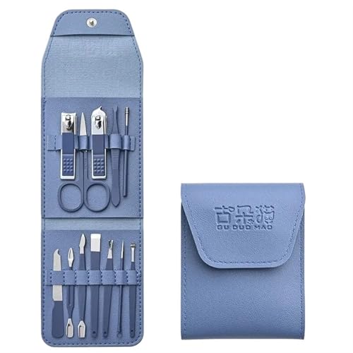 ZXFIYTBH Nagelknipser-Set 12-teiliges Nagelknipser-Set, praktisches Beauty-Tool, Knipser, Maniküre, Nageltrimmer, Pediküre-Messer, Ohrschälmesser, Nagelmaniküre Maniküre-Set(Blue 12-Piece Set) von ZXFIYTBH