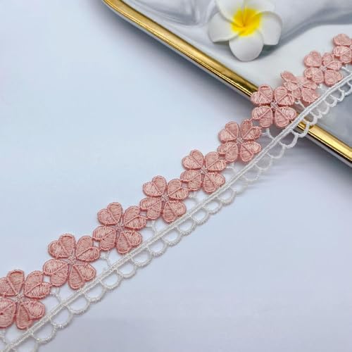 15 Yards von Stickerei weiß rosa Spitze Stoff DIY Nähen Schlüsselbein Kette Schmuck Hochzeit Kleidungsstück Spitze von ZXFLOOR