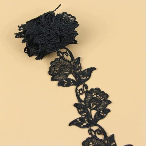 15 Yards weiß schwarz Blume Stickerei Spitze Stoff Trim DIY Nähen Applique Handwerk Dekor von ZXFLOOR