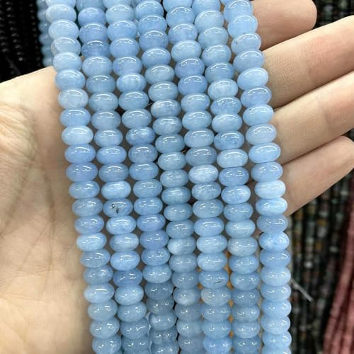 5 * 8mm Naturstein ite Angelite Aquamarine Rondelle Runde Spacer Perlen Für Schmuck Machen DIY Armband Zubehör von ZXFLOOR