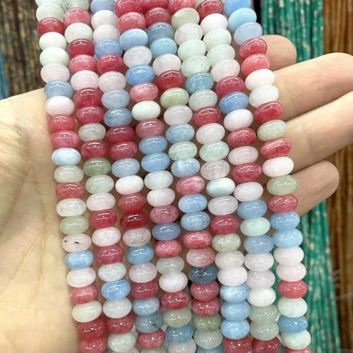 5 * 8mm Naturstein ite Angelite Aquamarine Rondelle Runde Spacer Perlen Für Schmuck Machen DIY Armband Zubehör von ZXFLOOR