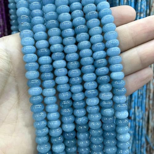 5 * 8mm Naturstein ite Angelite Aquamarine Rondelle Runde Spacer Perlen Für Schmuck Machen DIY Armband Zubehör von ZXFLOOR