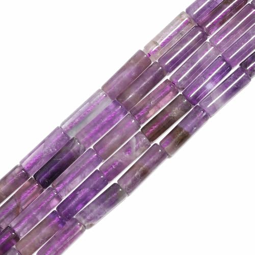 ZXFLOOR 140 Stück 13 x 4 mm Rohr Naturstein Dalmatiner Türkis Amethyst Onyx Perlen Zylinder Säule Abstandshalter Perlen für Schmuckherstellung DIY Armbänder von ZXFLOOR