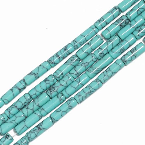 ZXFLOOR 140 Stück 13 x 4 mm Rohr Naturstein Dalmatiner Türkis Amethyst Onyx Perlen Zylinder Säule Abstandshalter Perlen für Schmuckherstellung DIY Armbänder von ZXFLOOR