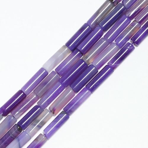 ZXFLOOR 140 Stück 13 x 4 mm Rohr Naturstein Dalmatiner Türkis Amethyst Onyx Perlen Zylinder Säule Abstandshalter Perlen für Schmuckherstellung DIY Armbänder von ZXFLOOR