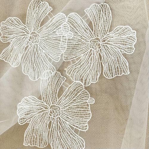 ZXFLOOR 20 Stück 17 cm breite weiße Blumen-Spitze-Aufnäher, Applikation für Braut, Hochzeitskleid, handgefertigte Blumen, Reparatur, Nähzubehör von ZXFLOOR