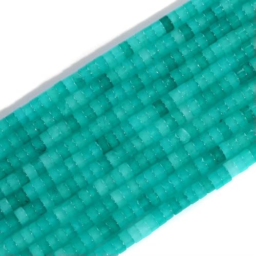 ZXFLOOR 240–480 Stück Natursteinperlen 2 x 4 mm, blau-türkisfarbener Achatkristall, Rondelle, flach, rund, Quarz-Abstandshalterperlen für die Schmuckherstellung zum Selbermachen von Armbändern von ZXFLOOR