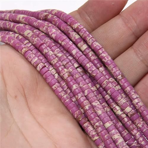 ZXFLOOR 300–330 Stück 4 x 2 MM, natürliche Flache Scheibe, runde Steinperle, lila Glimmer, Amethyst, Kaiserachate, Abstandsperlen zum Selbermachen von Halsketten, Armbändern und Ohrringen von ZXFLOOR