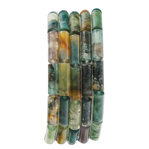 ZXFLOOR 4x13mm Naturstein Röhrenperlen mit Loch Achat Jade Jaspis Quarz Tigerauge Perlen für DIY Halskette Armband Schmuckzubehör von ZXFLOOR