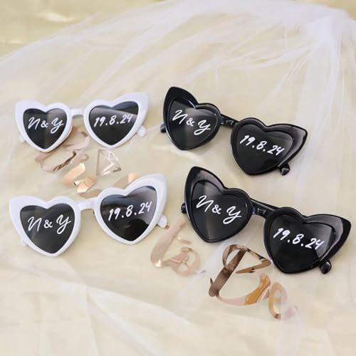 Personalisierbare Sonnenbrille-Hochzeitsaufkleber, selbstgemachte Sonnenbrillen-Aufkleber, individueller Name und Datum, Vinyl-Aufkleber, Sonnenbrillen-Aufkleber, Braut, Junggesellinnenabschied, von ZXH