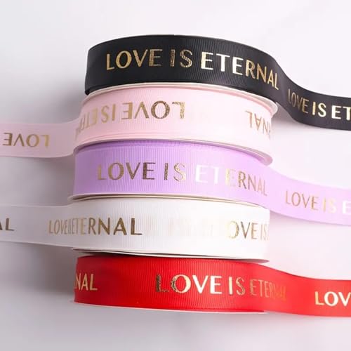 Satinband, personalisierbar, goldfarben, mit persönlichem Logo, für Valentinstag, Hochzeit, Hochzeitsgeschenk, Blumenstrauß, 25 mm von ZXH