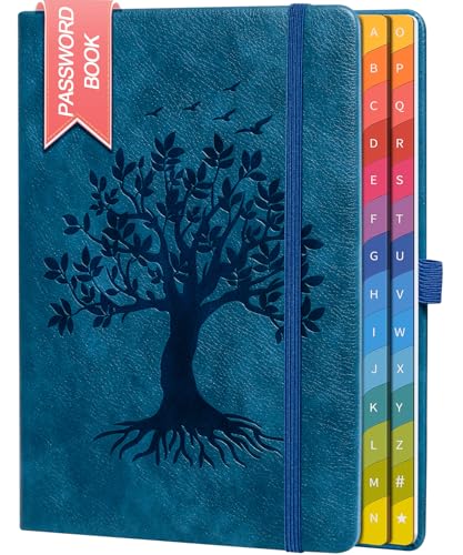 ZXHQ Passwortbuch mit bunten alphabetischen Tabs, 21,3 cm x 14,7 cm Hardcover-Passwort-Organizer für die Verwaltung von Internet-Webseiten-Adressen und Logins - Blau von ZXHQ