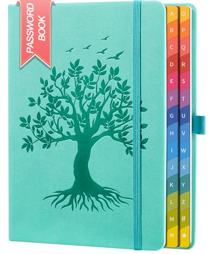 ZXHQ Passwortbuch mit bunten alphabetischen Tabs, 21,3 cm x 14,7 cm Hardcover-Passwort-Organizer für die Verwaltung von Internet-Webseiten-Adressen und Logins - Hellblau von ZXHQ