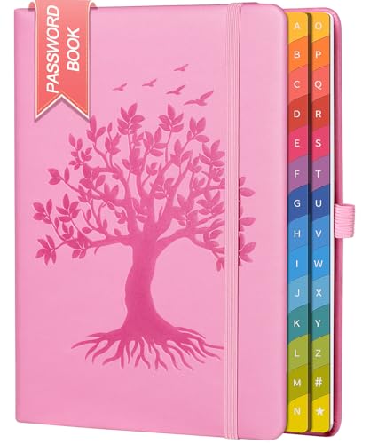 ZXHQ Passwortbuch mit bunten alphabetischen Tabs, 21,3 cm x 14,7 cm Hardcover-Passwort-Organizer für die Verwaltung von Internet-Webseiten-Adressen und Logins - Pink von ZXHQ