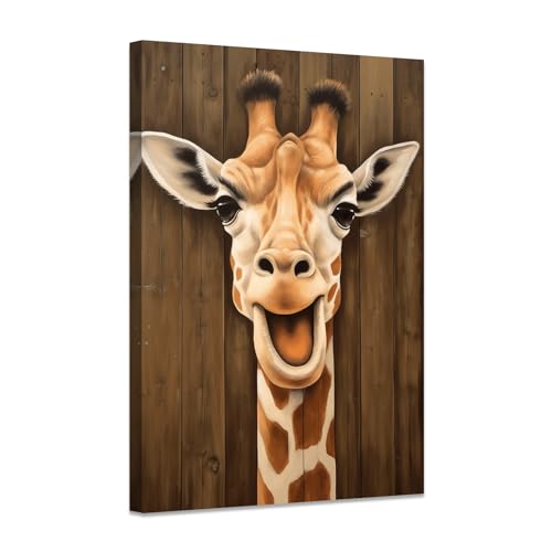 ZXHYWYM Giraffen Wandbild Kinderzimmer lustige Tiere Giraffen Poster niedlicher Tierdruck auf Leinwand hübsche Kinder Wanddekoration mit Rahmen (A (30.00 x 45.00 cms)) von ZXHYWYM