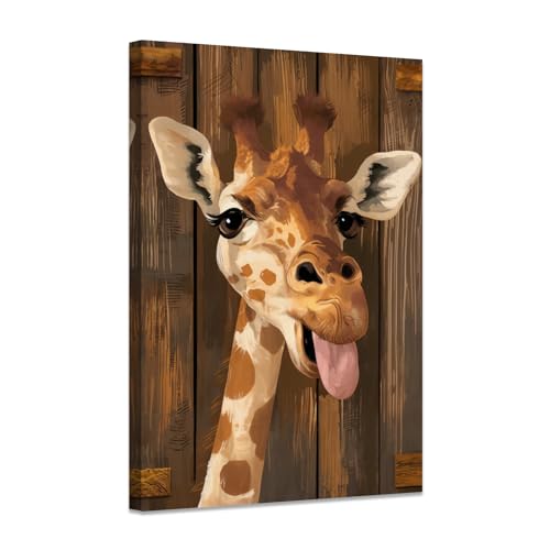 ZXHYWYM Giraffen Wandbild Kinderzimmer lustige Tiere Giraffen Poster niedlicher Tierdruck auf Leinwand hübsche Kinder Wanddekoration mit Rahmen (B (30.00 x 45.00 cms)) von ZXHYWYM