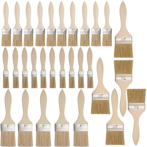 Pinselset, 26 Stück Pinsel, 23/35/45/60mm Breite Pinsel Set, Holzgriffe Flachpinsel Set, Multifunktionale Malerpinsel, Professionelle Lackierpinsel, Flachpinsel für DIY Malerei von ZXJLWR