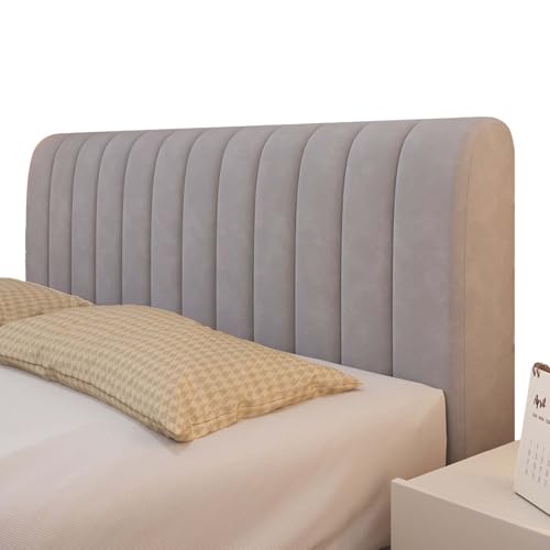 ZXLVCU Kopfteilbezug Bett, Weicher Strecken Samtstoff Staubdicht, Elastische All-Inclusive Kopfteilbezug, Mit PP-Baumwollpolsterung (180cm,Light Grey) von ZXLVCU