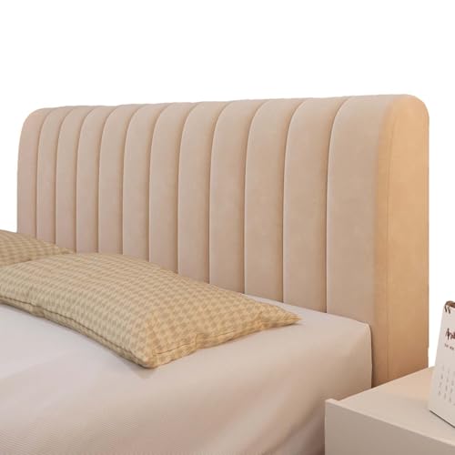 ZXLVCU Kopfteilbezug Bett, Weicher Strecken Samtstoff Staubdicht, Elastische All-Inclusive Kopfteilbezug, Mit PP-Baumwollpolsterung (190cm,Khaki) von ZXLVCU