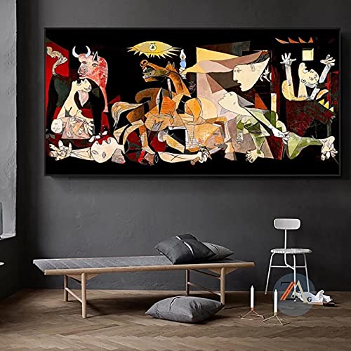 Berühmte Picasso Guernica Leinwand Gemälde Naturdruck auf Leinwand.Leinwand Wandkunst Bild Wohnzimmer Home Office Decor 50x100cm Rahmenlos von ZXMDP