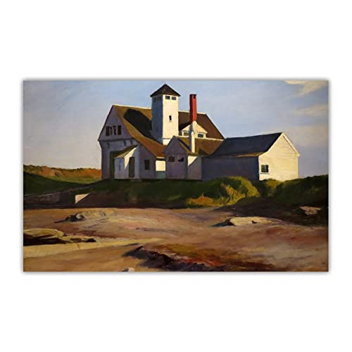 Druck Auf Leinwand "Coast Guard Station,1929" von Edward Hopper Leinwand Wandkunst Wohnzimmer Wohnkultur Bild 30x48cm Rahmenlos von ZXMDP