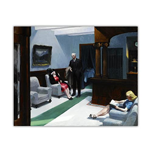 Druck Auf Leinwand "Hotel Lobby, 1943," von Edward Hopper Leinwand Wandkunst Wohnzimmer Wohnkultur Bild 30x36cm Rahmenlos von ZXMDP