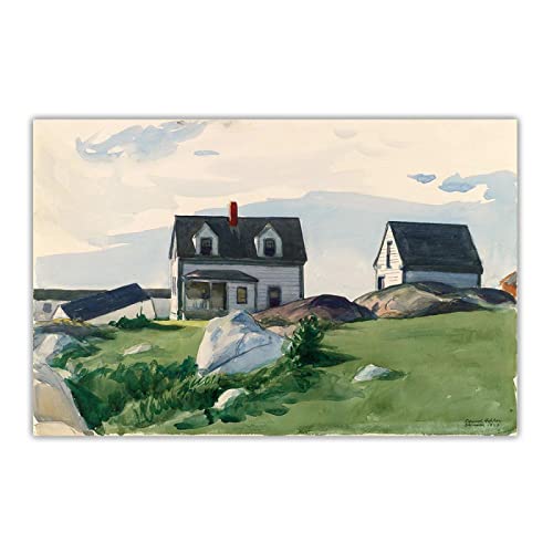 Druck Auf Leinwand "Houses of Squam Light1923", von Edward Hopper Leinwand Wandkunst Wohnzimmer Dekoration Bild 30x45cm Rahmenlos von ZXMDP