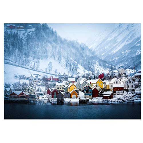 Druck auf Leinwand Moderne Stadt Schneeberg Landschaftsmalerei , Leinwand Wandkunst Bild für Wohnzimmer Wohnkultur 40x60cm Rahmenlos von ZXMDP