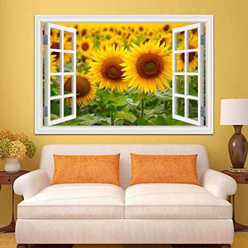 Druck auf Leinwand Natur Landschaft Sonnenblumen Gemälde Leinwand Wandkunst Bild für Wohnzimmer Schlafzimmer Wohnkultur 40x60cm Rahmenlos von ZXMDP