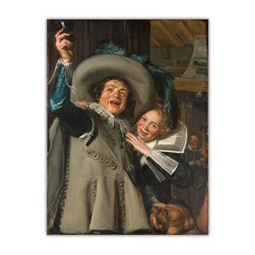 Frans Hals "Young Man and Woman in an Inn (Yonker Ramp and His Sweetheart)" Leinwand Bilder. Wohnzimmer Wandkunst Leinwand Dekor Bilder 50x70cm Rahmenlos von ZXMDP