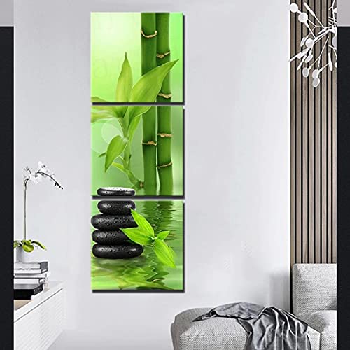 Grüner Bambus Druck auf Leinwand Zen 3 Panel PflanzenTropische Stillleben Wandkunst Plakat für Wohnzimmer Wohnkultur Bilder 30x30cmx3 Rahmenlos von ZXMDP