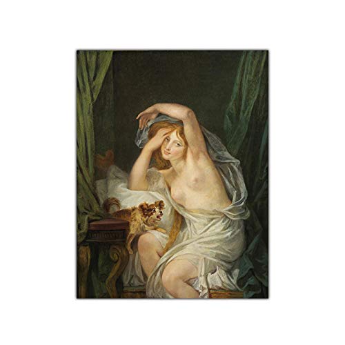 Jean-Baptiste Greuze"Das Erwachen" Berühmtes Gemälde Druck auf Leinwand. Leinwand Wandkunst Bild für Wohnkultur 20x25cm Rahmenlos von ZXMDP