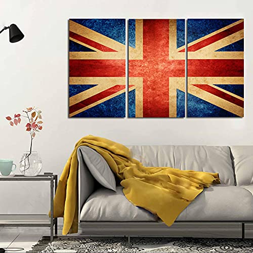 Leinwand Wandkunst Bilder für Wohnzimmer Wohnkultur Kunstwerk Bild UK Flagge Druck auf Leinwand 40x70cmx3 Rahmenlos von ZXMDP