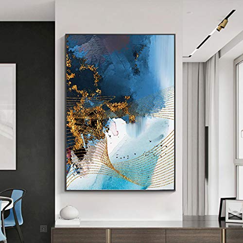 Moderne Leinwand - Blaues Kunst WandPlakat - Druck Auf Leinwand - Leinwand Wandkunst 60x90cm Rahmenlos von ZXMDP