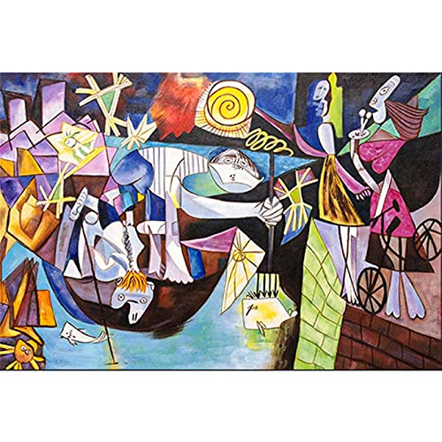 Picasso abstrakter Nachtfischen-Kunst-Gemälde Druck auf Leinwand. Leinwand Wandkunst Bild Wohnzimmer Home Office Dekoration 30x48cm Rahmenlos von ZXMDP