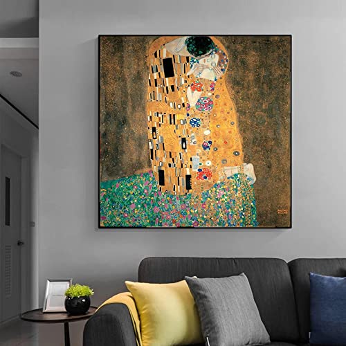 Porträt von Adele Bloch Bauer I von Gustav Klimt-Druck auf Leinwand. Leinwand Wandkunst für Wohnzimmer Wohnkultur 30x30cm Rahmenlos von ZXMDP