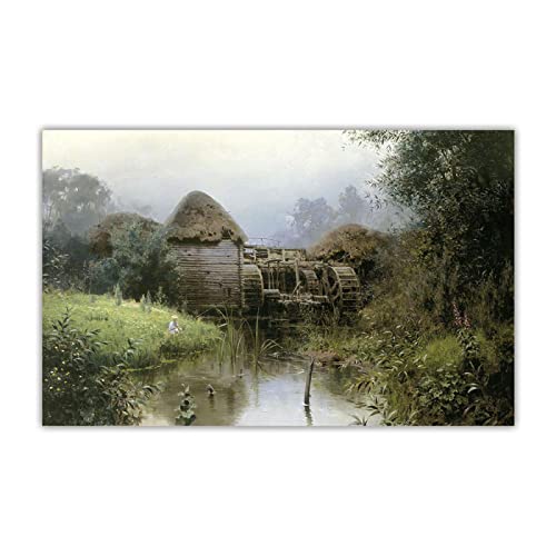 Vasily Polenov "Alte Mühle" Dedruck auf Leinwand.Leinwand Wandkunst Bild für Wohnkultur 40x64cm Rahmenlos von ZXMDP