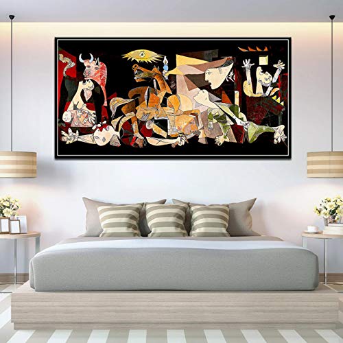 Vintager klassischer Picasso Guernica Gemälde Druck auf Leinwand. Leinwand Wandkunst Bild Wohnzimmer Home Office Dekor 50x100cm Rahmenlos von ZXMDP