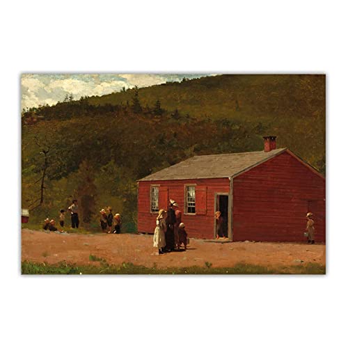 Winslow Homer "Schulzeit 1874" Leinwand Bilder. Wohnzimmer Wandkunst Leinwand Dekor Bilder 50x75cm Rahmenlos von ZXMDP