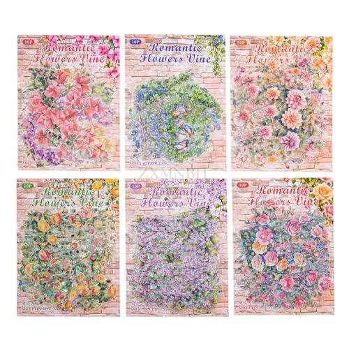 ZXMNBH 10 Stück/Packung Wisteria Lilac PET Aufkleber für Scrapbooking Kit Wasserdicht Klar Aufkleber Junk Journaling Supplies Journals Tagebuch Planer Collage Laptop Papier Handwerk von ZXMNBH