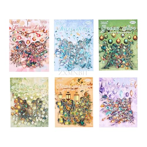 ZXMNBH 12 Stück/Packung Frühling Licht PET Aufkleber für Scrapbooking Kit Wasserdicht Klar Aufkleber Junk Journaling Supplies Journals Tagebuch Planer Collage Laptop Papier Handwerk von ZXMNBH